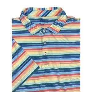 Peter Millar Polo Golf Shirt Mens XXL‎ Multicolor Striped Performance Stretch